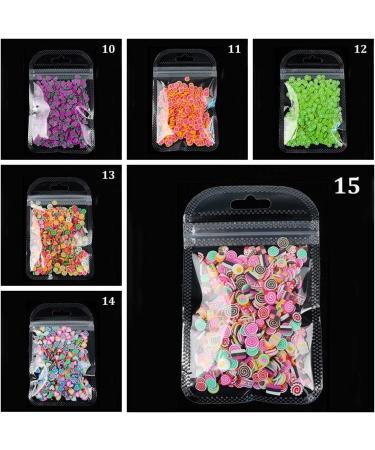 15 Bags Colorful 15 Patterns DIY Nail Art Tips 3D Fruit Tiny Slices Polymer Clay Mixed Styles Nail Art Stickers - Buy Online on GoSupps.com