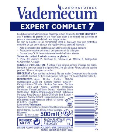 Vademecum Expert Complet 7 Mouthwash 500ml - Best Oral Care for Fresh Breath | International Shipping - Buy Online on GoSupps.com