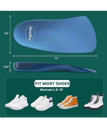 Plantar Fasciitis Heel Inserts - Welnove Arch Support Cushions for Foot Pain Relief Anti-Slip Orthotic Insoles for Flat Feet & Heel Spurs - Women s Size 6-10 Blue - Buy Online on GoSupps.com