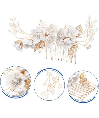 FRCOLOR Special Occasion Headpiece wedding hair for brides Flower hair rhinestone hair bridal hair clip wedding combs for hair for bride Alloy fancy white crystal Bridesmaid Hair Comb - Buy Online on GoSupps.com