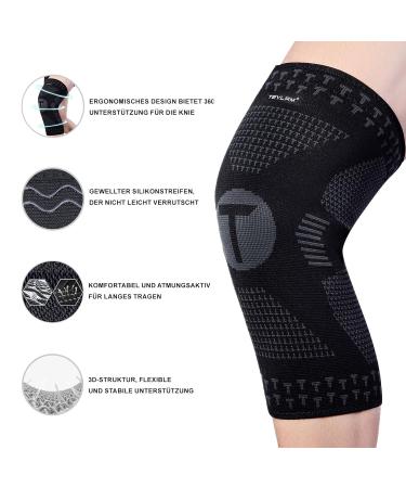 Teylam Kniebandage Set for Men & Women - Medical Compression Knee Brace for Meniscal Tear Arthritis ACL Support - Ideal for Basketball Volleyball Yoga & Running - Durable Black Design - Buy Online on GoSupps.com