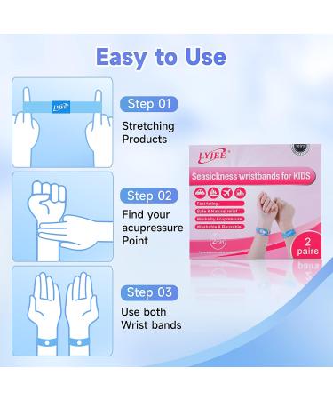 Kids Sea Sickness Wristbands - Motion Sickness Relief Bracelets - Blue & Pink - Medium 2 Pair - Buy Online on GoSupps.com