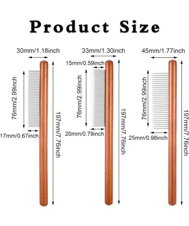 Pets Grooming Comb 3 Pcs Rounded-Tip Solid Wood Comb for Dog Comb Cat Comb Reusable Hair Shedding Comb Remove Lice Flea Comb - Buy Online on GoSupps.com