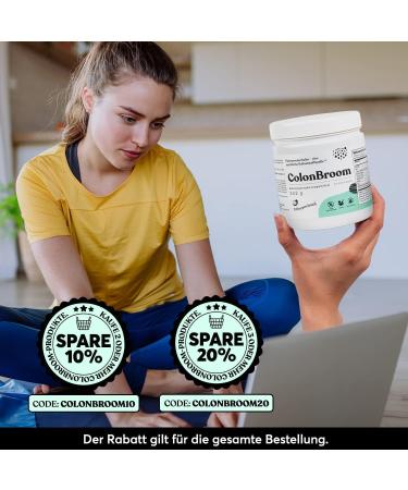 ColonBroom Psyllium Fiber Powder - Vegan Gluten-Free Sugar-Free 60 Portions for Healthy Digestion & Flatulence Relief - Buy Online on GoSupps.com