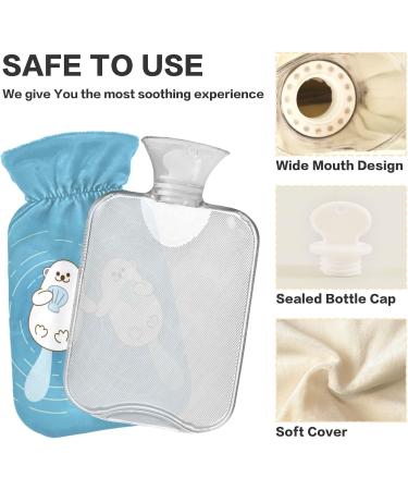 NAANLE Cartoon Sea Otters Hot Water Bottle 1L - Transparent Bag for Bed & Pain Relief | Handfeous Heat & Cold Therapy - Buy Online on GoSupps.com