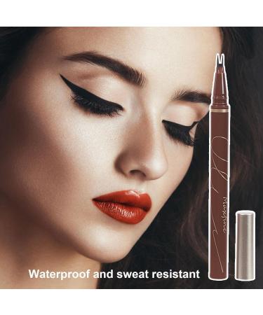 Double Edge Lower Lash | Waterproof Liquid Liner Pencil Three Colours Choices Eyeliner Pencil for Makeup Beginners Liquid Pencil with Bifurcated Brush Head Pochy Brown Coffee - Buy Online on GoSupps.com