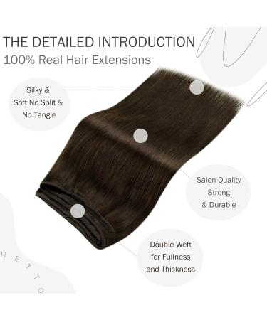 Hetto Real Hair Extensions - Dark Brown #4 Remy Hair Treat Extensions | 100g 50cm Long Shipping Worldwide - Buy Online on GoSupps.com