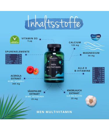 Buy Vegavero Multivitamin for Men - Vegan A-Z Vitamins & Minerals with Saw Palmetto & Garlic Extract | 60 Additive-Free Capsules - Buy Online on GoSupps.com