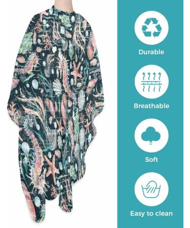 Nautical Barber Cape - Stylish Hair Cutting Cape for All Ages | Retro Coastal Design | Adjustable 55x63" Salon Accessory - Buy Online on GoSupps.com