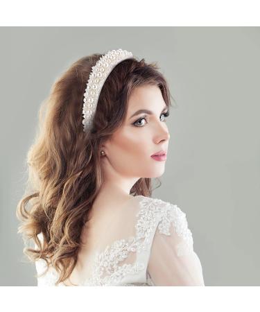 Yolev Women's Pearl Headbands White Faux Pearl Hairbands Bridal Beaded Hair Hoop Wedding Headpieces Hair Styling Accessories for Women and Girls - Buy Online on GoSupps.com