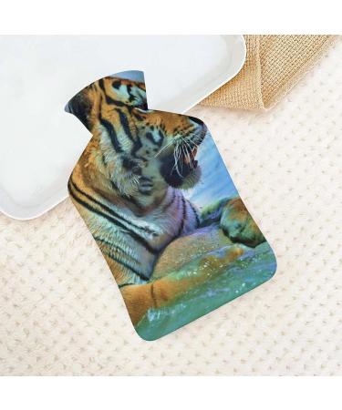 Tiger Water Hot Water Bottle with Plush Cover - Ideal Hand Warmer for Adults & Kids - 26.5x15.3cm | Shop Internationally - Buy Online on GoSupps.com