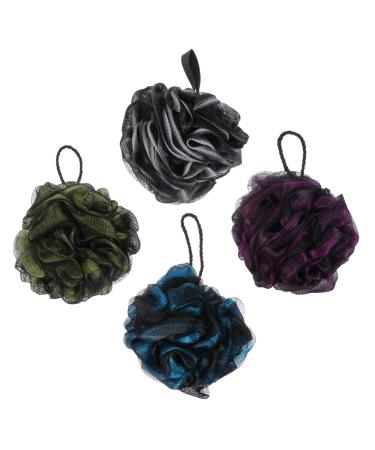 Ipetboom 4pcs Bath Ball Bath Flower Comfortable Bath Balls Scrubstar for Women Body Washing Tool Bath Sponge Shower Black Scrubber Bath Exfoliating Tool Toiletries Take a Bath Pe