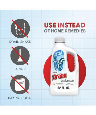 Drano Balance Non-Corrosive Drain Clog Remover and Cleaner 32 Fl Oz - Essential Ingredients Formulated - Buy Online on GoSupps.com