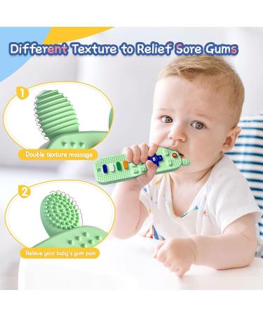 Scuwtocn Remote Control Shape Baby Teething Toy - Green | Soft Silicone Teether for 6-12 Months | Textured, Flexible, Sensory Gum Soother - Buy Online on GoSupps.com
