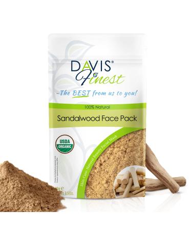 Davis Finest Davis Sandalwood Powder for Face Mask Skin Whitening Whitening Even Skin Tone Moisturizing Facial Care for Sensitive Dry and Acne Prone Skin 100g