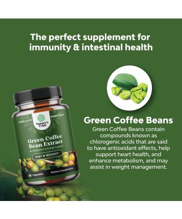 Pure Green Coffee Bean Extract - 800mg Caffeine Energy Pills for Brain Health & Immune Support | 50% Antioxidant Nutritional Supplements with Brain Vitamins - Buy Online on GoSupps.com