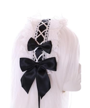Buy C-05-1 Black Maid Lolita Headband with Bow | Gothic Hair Accessory for Stylish International Shipping - Buy Online on GoSupps.com