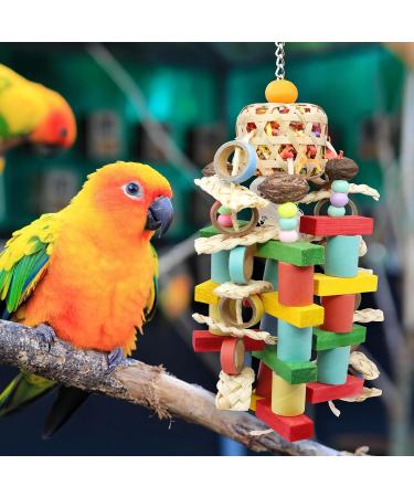 Multi-Colored Parrot Hanging Toys | Chew & Bite Cardboard Accessories for Budgies & Large Birds - M-45cm - Buy Online on GoSupps.com