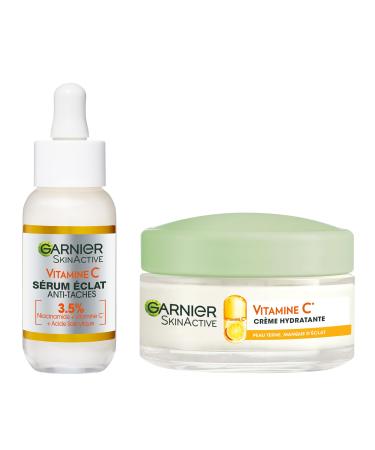 Garnier GARNIER Skin Active - Daily Radiance Routine - Anti-Dark Spot Radiance Serum + Organic Moisturizing Cream - Formulas Enriched with Vitamin C Salicylic Acid & Niacinamide - Dry & Dull Skin