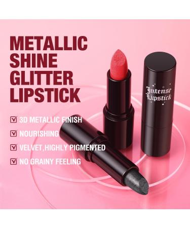  Vawolecy Sparkling Metallic Lip Gloss Gothic Diamond Lipstick with Intense Light Glittering Lip Gloss for Women and Girls - Buy Online on GoSupps.com