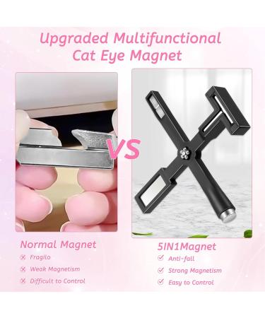 5 In 1 Magnetic Cat Eye Nail Pens - Upgraded with Silicone Cover for Stunning 3D Effects | Perfect Magnetic Cat Eye Gel Polish (Black) - Buy Online on GoSupps.com