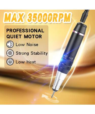 35000RPM Electric Nail Drill Machine for Acrylic Nails - Portable Kit for Gel Polish Removal - DIY Manicure Pedicure - Gray - Buy Online on GoSupps.com