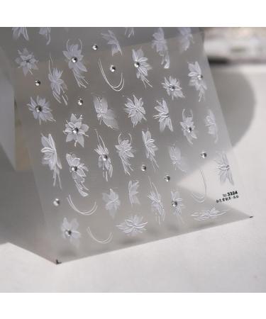 Shop 5D White Flower Nail Art Stickers - Self-Adhesive Floral Decals for Spring Nail Decorations | International Shipping Available - Buy Online on GoSupps.com
