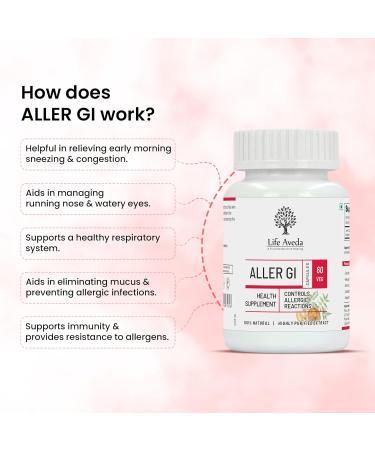 Aller-GI: Natural Ayurvedic Medicine for Runny Nose & Watery Eyes 60 Vegetarian Capsules | 2-Month Supply 500mg Each - Buy Online on GoSupps.com