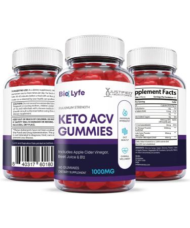 Bio Lyfe Keto ACV Gummies 1000MG with Pomegranate Juice, Beet Root, B12 - 60 Gummys - Buy Online on GoSupps.com