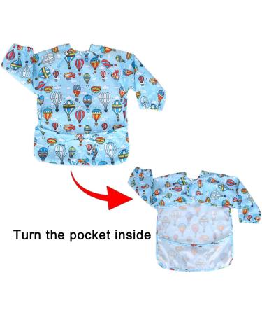 Luxja Baby Waterproof Long Sleeve Bib for Toddlers (6-24 Months) - Hot Air Balloon Design - Buy Online on GoSupps.com