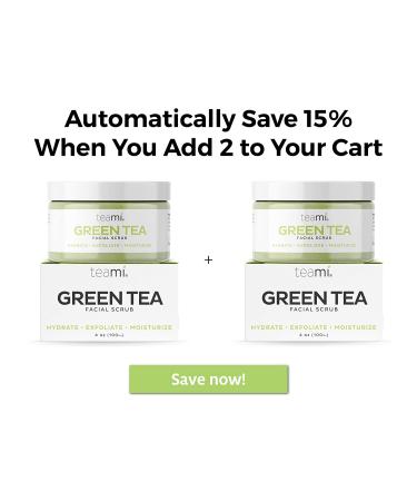Teami Matcha Green Tea Facial Scrub - Organic Exfoliating Sugar Scrub for Face & Body - USA Made, Non-Greasy with Lemongrass - Buy Online on GoSupps.com