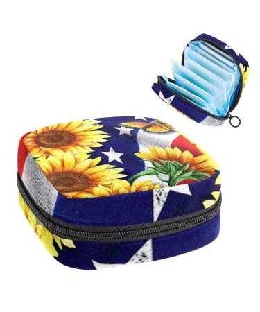 GIAPB Period Bag Sanitary Napkin Storage Bag Period Pouch Travel Makeup Bag Sunflowers and Butterfly Color3518