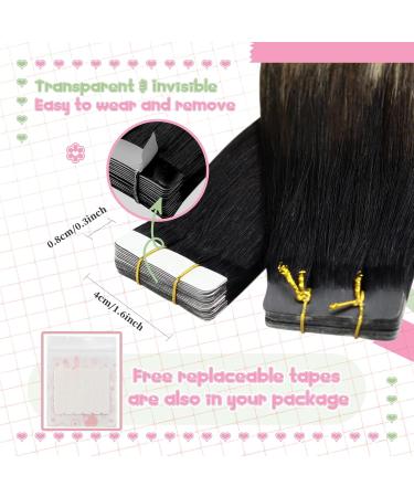 Youngsee 45cm Tape Extensions - Real Hair Black Balayage Invisible Ombre & Blond - Remy 50g #1B/4/27 - Buy Online on GoSupps.com