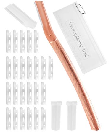 Dermaplaning Tool for Face Professional Facial Razors for Women Face with 20 Blade Refills Eyebrow Razor for Women and Men Pink