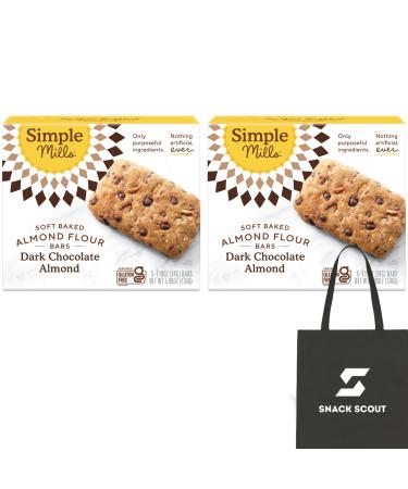 Simple Mills Soft Baked Almond Flour Bars Dark Chocolate Almond Pack of 2 Bundle With Snack Scout Lunch Bag