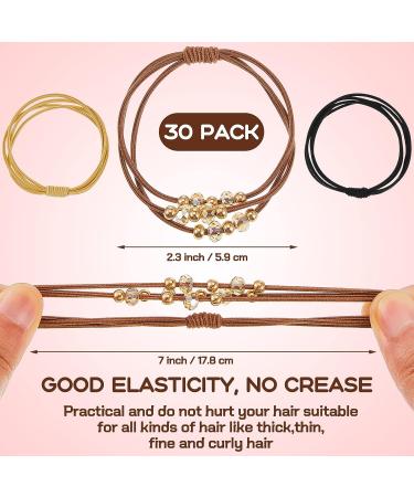 30 Pcs Knotted Decorative Hair Ties with Beads - Elastic Ponytail Holders for Women and Teen Girls - Ideal for Thin, Thick, and Curly Hair - Buy Online on GoSupps.com
