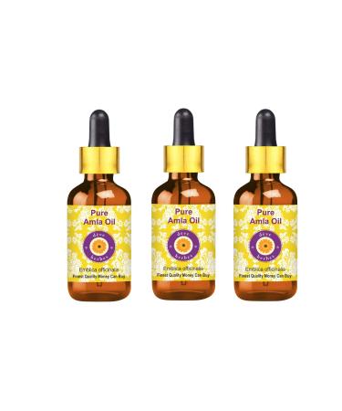 Dev Herbes Pure AMLA oil (Emblica Officinalis) with glass dripper natural therapeutic quality (pack with three) 100ml x 3 (10 oz) 100 ml (3-pack)