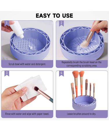 LELE LIFE Makeup Brush Cleaner Mat with Drying Rack Silicone Makeup Brush Cleaning Mat Scrubber Bowl Make Up Brush Cleaner Pad for Cosmetic Brushes Purple - Buy Online on GoSupps.com