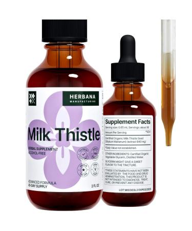 Milk Thistle 2 fl oz Liquid Extract - Natural Liver Support Drops - Cleanse and Detox Herbal Supplement - Silybum Marianum Tincture for Man & Woman - Family Size - High Potency - 45-Day Supply 2 Fl Oz (Pack of 1)