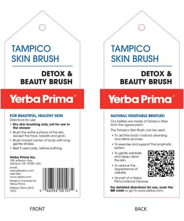Yerba Prima Tampico Skin Brush - Natural Vegetable Fiber Bristles for Dry Skin Brushing - Buy Online on GoSupps.com