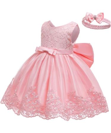 LZH Baby Girls Lace Dress | Flower Wedding Pageant Baptism Christening Tutu Gown | Baby Pink | 0-24 Months & 4-5 Years - Buy Online on GoSupps.com