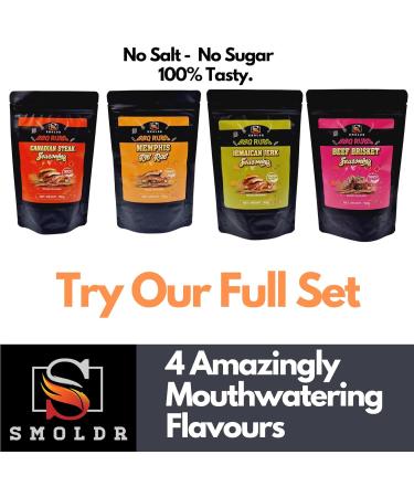 Smoldr BBQ Jamaican Jerk & Memphis Rib Rub - 2 x 150g Resealable Pouch, American Smokey Barbecue Seasoning - Buy Online on GoSupps.com