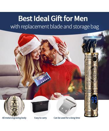 Professional Zero-Gapped T-Blade Hair Clippers for Men - Cordless Rechargeable Bald Trimmed Haircut Kit with Low Noise Technology - Gold - Buy Online on GoSupps.com