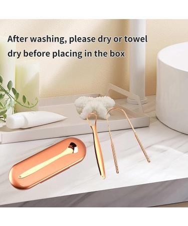 Stainless Steel Tongue Scraper Set - Rose Gold | Reduce Bad Breath, Maintain Oral Hygiene for Adults & Kids - Buy Online on GoSupps.com