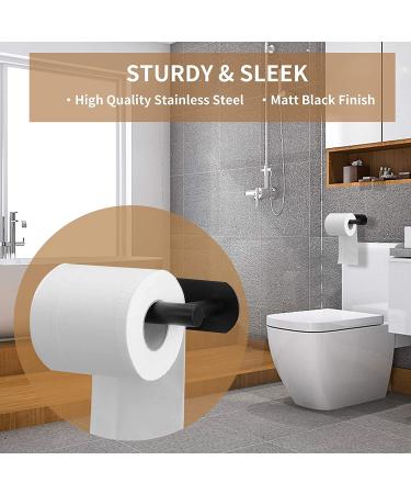 LAYUKI Self Adhesive Toilet Paper Holder - Durable Stainless Steel Matte Black | No Drilling Needed | Ideal for Bathroom/Washroom/Kitchen - 1 Piece - Buy Online on GoSupps.com