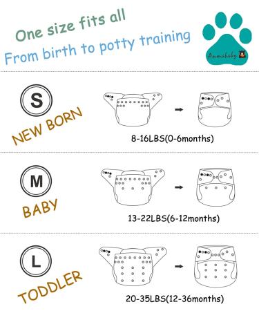 Anmababy 6 Reusable Pocket Cloth Diapers with Bamboo Inserts + Dry/Wet Bag - 6 Pack (Girl-2) - Buy Online on GoSupps.com
