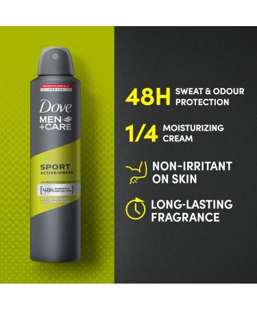 Dove Men Care Anti-Perspirant Deodorant Spray Sport Active Fresh 250ml - 2 Count | Long-lasting Protection | International Shipping - Buy Online on GoSupps.com