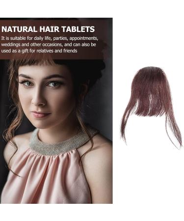 Minkissy Clip in Bangs Human Hair Extensions on Fringe Bangs with Net for Women One Piece Hairpiece Dark Bangs Hair Clip Dark Brown - Buy Online on GoSupps.com