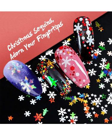 Ebanku Christmas Snowflake Nail Sequin Glitter - 3D Confetti for Nail Art Decoration | Holiday Party Essentials - Buy Online on GoSupps.com