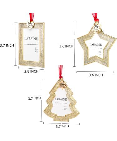 2022 Gold Star Christmas Tree Ornaments - Set of 3 with Picture Frame Insert for Baby and Pet - Holiday Keepsake Gift - Buy Online on GoSupps.com